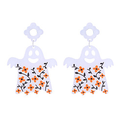 Ghost Акриловые серьги-гвоздики на Хэллоуин, призрак, 55x40 мм