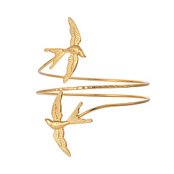 Swallow 304 Stainless Steel Upper Arm Cuff, Open Arm Cuff Bangles for Women, Golden, Swallow, Inner Diameter: 3.23 inch(8.2cm)