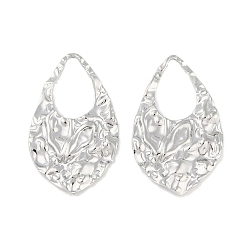 Нержавеющая Сталь Цвет Не тускнеющие 304 подвески из нержавеющей стали, текстурированная подвеска-капля, цвет нержавеющей стали, 30x18x2.4 мм, отверстие : 12.8x8 мм