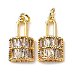 Настоящее золото 18K Латунные микро проложить кубического циркония подвески, запирать, долговечный, без кадмия и без свинца, стойки покрытие, с целью перехода в кольце, реальный 18 k позолоченный, 21.5x11x5 мм, отверстие : 3.5 мм