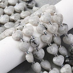 Лабрадорита Природные лабрадорита бисер нитей, граненое сердце, с бисером, 9x10x4 мм, отверстие : 1.2 мм, около 16 шт / нитка, 7.09'' (18 см)