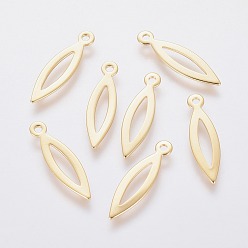 Золотой 201 подвески из нержавеющей стали, лошадиный глаз , золотые, 19.5x5.5x0.6 мм, отверстие : 1.2 мм