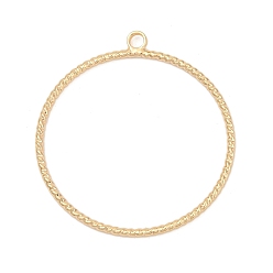 Настоящее золото 18K Латунные подвески, без кадмия, без никеля и без свинца, полый круглый, реальный 18 k позолоченный, 27.5x25.5x1.5 мм, отверстие : 1.6 мм