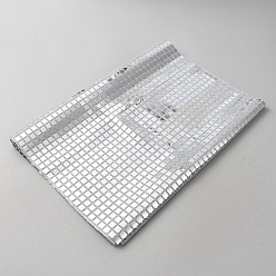 Silver Polyester Sequin Table Runners, Wedding Party Table Decoration, Rectangle with Grid Pattern, Silver, 1804x335x0.5mm