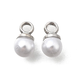 Белый Подвески из АБС-пластика с жемчугом, круглые, с петлей из платинового сплава, белые, 6x4 мм, отверстие : 1.4 мм