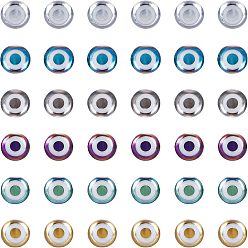 Mixed Color Glass Beads, Round with Evil Eye Pattern, Mixed Color, 8x7.5mm, Hole: 1.2mm, 6 colors, 22pcs/color, 132pcs/box
