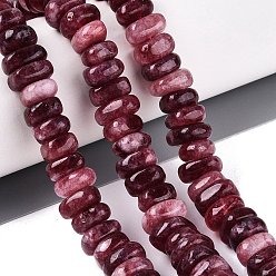 Dark Red Dyed Natural Quartz Beads Strands, Nuggets, Heishi Beads, Dark Red, 6~13x6~13x3~6mm, Hole: 1~1.2mm, about 80~86pcs/strand, 14.37~15.75 inch(36.5~40cm)