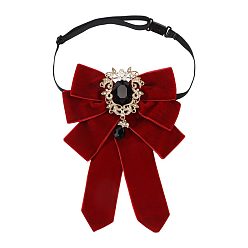 Rojo Oscuro Pajarita de poliéster con broche de cristal de aleación, gargantilla ajustable para eventos formales, Moda y cosplay lolita, de color rojo oscuro, 490 mm