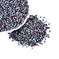 Bleu Ciel Clair Perles de verre cylindriques opaques de Picasso, trou rond, lumière bleu ciel, 2.5x1.5mm, Trou: 1.2~1.4mm, environ 30000 pcs / livre