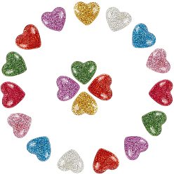 Mixed Color Resin Cabochons, with Glitter Powder, Heart, Mixed Color, 14x16x5mm, 8 colors, 30pcs/color, 240pcs/box