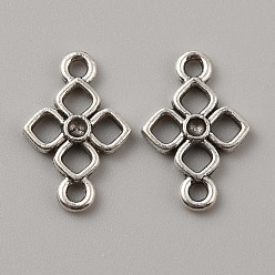 Antique Silver 10Pcs Tibetan Style Alloy Connector Rhinestone Settings, Clover, Antique Silver, Fit for 1.6mm Rhinestone, 16.5x10.5x1.5mm, Hole: 1.6mm