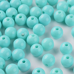 Pale Turquoise Opaque Acrylic Beads, Round, Pale Turquoise, 8x7mm, Hole: 2mm, about 1745pcs/500g