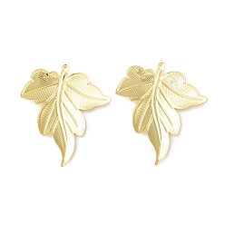 Настоящее золото 18K Стойки обшивки латунные подвески, долговечный, без кадмия, без никеля и без свинца, лист, реальный 18 k позолоченный, 35.5x30x3 мм, отверстие : 0.9 мм