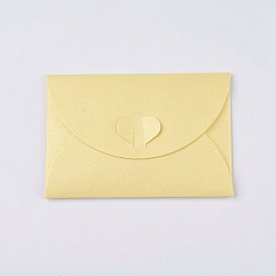 Yellow Retro Colored Pearl Blank Mini Paper Envelopes, Wedding Party Invitation Envelope, DIY Gift Envelope, Heart Closure Envelopes, Rectangle, Yellow, 7.2x10.5cm