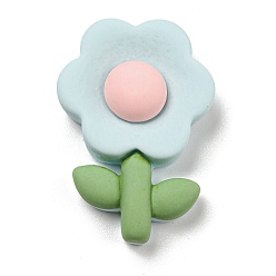 Blassem Türkis Undurchsichtigen Cabochons, gefrostete Sonnenblume, blassem Türkis, 34x24x8.5 mm