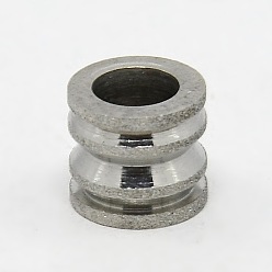 Stainless Steel Color Tarnish Resistant 201 Stainless Steel Large Hole Column Textured Beads, Grooved Beads, Stainless Steel Color, 10x9mm, Hole: 6mm