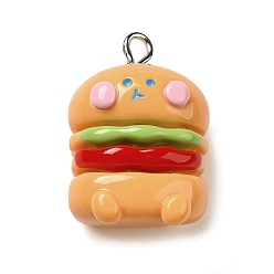 Hamberger Непрозрачные подвески из искусственной смолы, с платиновыми железными петлями, гамбургер, 25x17x11.5 мм, отверстие : 2 мм