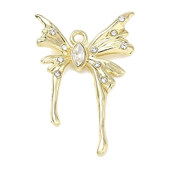 Golden Alloy Rhinestone Pendants, Butterfly Charms, Golden, 33x21.5x3.5mm, Hole: 1.8mm