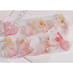 Cat Shape DIY силиконовые формы кулон, для женщин серьги, форма кошки, 149x95x6 мм, отверстие : 2 мм, внутренний диаметр: 41~51x18~22 мм
