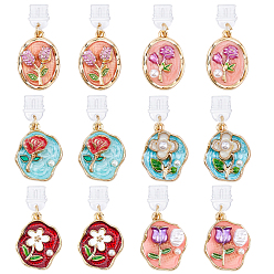 (52) Непрозрачная лаванда 12шт 6 стили ПВХ мобильные пылезащитные заглушки, с эмалированным сплавом из АБС-пластика, овальной формы с подвесками-цветами, золотые, разноцветные, 36 мм, 2 шт / стиль