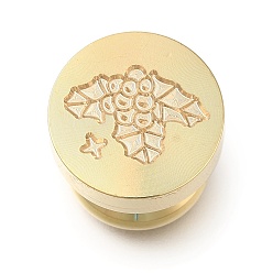 Holly Leaves Рождественская золотистая сургучная печать латунные штампы головки, для сургучной печати, Листья падуба, 15x14 мм, отверстие : 7 мм