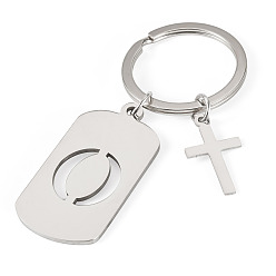 Letter O 1Porte-clés en acier inoxydable, avec porte-clés fendus, rectangle, couleur inox, lettre o, 72mm