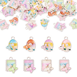 (52) Непрозрачная лаванда 32 шт 8 цвета сплава эмалевые подвески, с ABS имитации жемчуга, овальный и прямоугольный с подвеской в виде бабочки, серебряные, разноцветные, 19~21x15~15.5x4.5~5 мм, отверстие : 2 мм, 4 шт / стиль