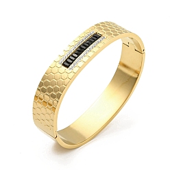 Black 304 Stainless Steel Pave Cubic Zirconia Hinged Bangles for Women, Black, 1/2 inch(1.4cm), Inner Diameter: 2-3/8x1-7/8 inch(6.1x4.8cm)