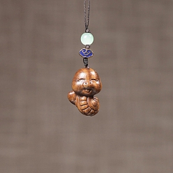 Сэнди Коричневый Зодиакальная змея сандаловое дерево подвеска украшения, для внутреннего зеркала заднего вида автомобиля подвесной орнамент, песчаный коричневый, 100 мм