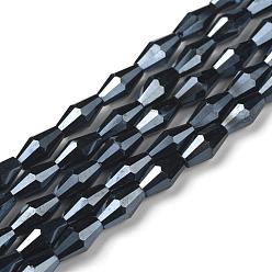 Полуночно-синий Непрозрачное стекло бисер нитей, граненые, двухконусные, темно-синий, 12x6 мм, отверстие : 1 мм, около 50 шт / нитка, 23.98'' (60.9 см)