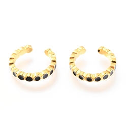 Золотой 925 серьги из серебра 925 пробы, с эмалью, с печатью s925, плоско-круглые, чёрные, золотые, 13x2 мм