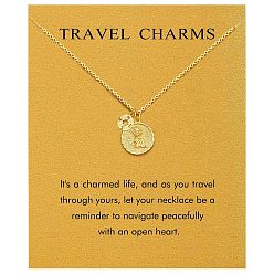 Плоский Круглый Дружба латунные подвески ожерелья, золотые, плоско-круглые, 17.72 дюйм (45 см)