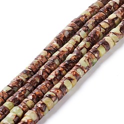 Смешанные камни Собранные подставки из синтетического бронзита и везувиана, Heishi бусы, Плоский круглый / диск, 6x3 мм, отверстие : 0.8 мм, около 117 шт / нитка, 15.79'' (40.1 см)