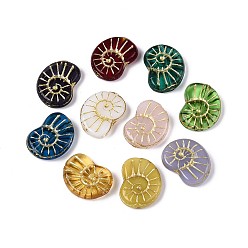 (52) Непрозрачная лаванда Стеклянные бусины, раковина, золотой металл обвитыми, разноцветные, 17x13x4~5 мм, отверстие : 1~1.2 мм