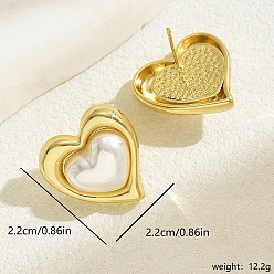 Сердце Винтажный французский стиль 201 серьги-гвоздики из нержавеющей стали для женщин, золотые, сердце, 22x22 мм