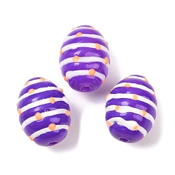 Фиолетовый Стеклянные бусины из имитации нефрита, бусины ручной работы, овальный с полосой, с эмалью, фиолетовые, 16x12 мм, отверстие : 1.6~2 мм