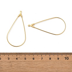 Real 18K Gold Plated Brass Pendant, Teardrop, Real 18K Gold Plated, 47x23x0.7mm, Hole: 1mm