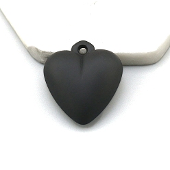 Черный Пластиковые подвески, сердце, чёрные, 35x32 мм