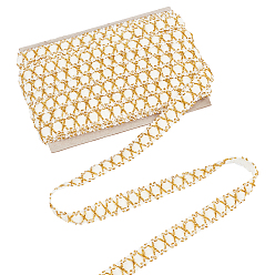 Белый 10m полиэстеровая золотая металлическая кружевная лента, для штор, украшение одежды, белые, 1/2 дюйм (13 мм), около 10.94 ярдов (10 м) / карту