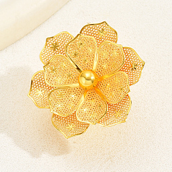 Золотой Роскошное железное кольцо-манжета в виде цветка для женского праздничного наряда, золотые, внутренний диаметр: 16~18 мм