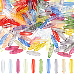 Color mezclado 160 piezas 10 colores cuentas acrílicas transparentes, arroz, color mezclado, 19x6 mm, agujero: 1.8 mm, 16 piezas / color
