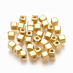 Золотой CCB пластиковые шарики, кубические, золотые, 3x3x3 мм, Отверстие : 1.2 мм , около 15400 шт / 500 г