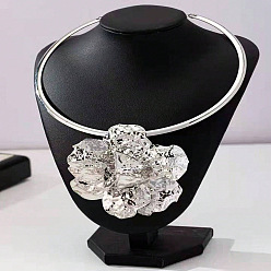 Платина 3d цветочные ожерелья из сплава чокеров для женщин, платина, внутренний диаметр: 5.12 дюйм (13 см)