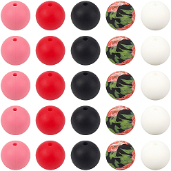 (52) Непрозрачная лаванда Круглые силиконовые фокусные бусины, разноцветные, 15 мм, отверстие : 2 мм, 100 шт / комплект