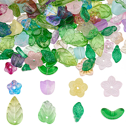 (52) Непрозрачная лаванда 120шт 8 стиль стеклянные бусины, листьев и цветов, разноцветные, 6.5~18x6.5~14x3~11.5 мм, отверстие : 0.8~1.2 мм, 15 шт / стиль