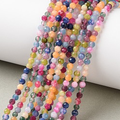 Color mezclado Hilo de abalorios/cuentas de jade natural, teñido, facetados, rondo, color mezclado, 3 mm, agujero: 0.7 mm, sobre 129 unidades / cadena, 15.28'' (38.8 cm)