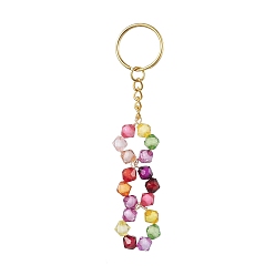 Mixed Color Acrylic Beads Keychain, with Iron Findings, Mixed Color, 11.5cm