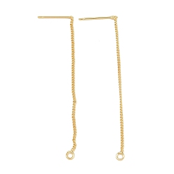 Настоящее золото 18K Изделия из латуни, с петлей, реальный 18 k позолоченный, 58x3x1 мм, отверстие : 1.6 мм, штифты : 0.7 мм