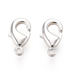 Посеребрённый Карабин-лобстеры, латунные, долговечный, без никеля , 925 серебро покрытием, 10x6x2.5 мм, отверстие : 1 мм