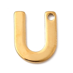 Letter U 304 прелести нержавеющей стали, письмо амулеты, ионное покрытие (ip), реальный 18 k позолоченный, Буква U, 11x9x0.8 мм, отверстие : 1.2 мм
